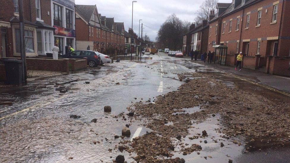 Water main damage