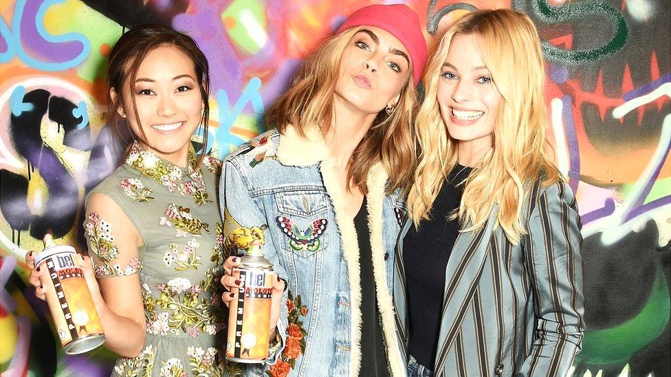 Karen Fukuhara, Cara Delevingne and Margot Robbie