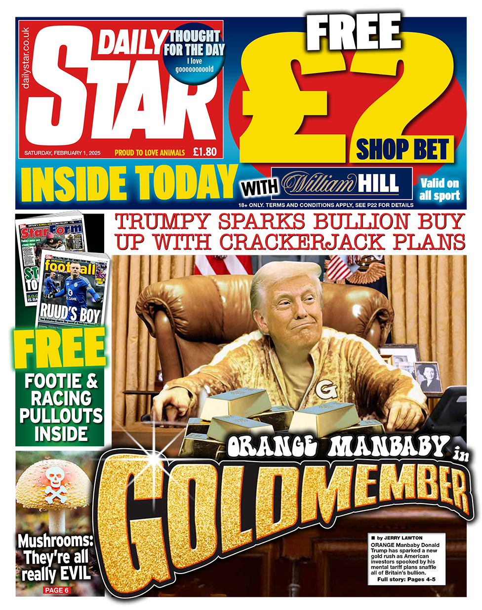 The headline in the Star reads: "Trump sparks bullion buy up with crackerjack plans".