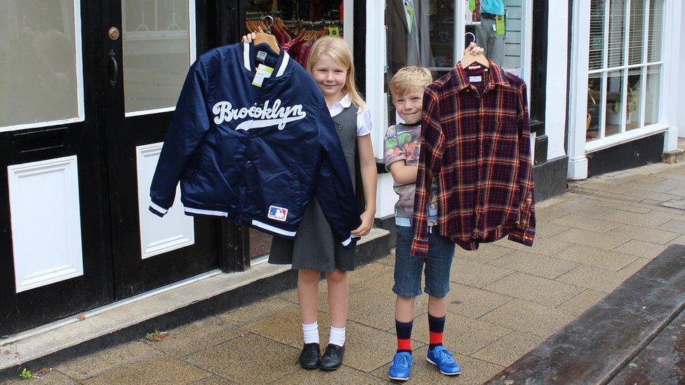 Fans Hannah and Ben Read with Ed Sheeran's jacket and the shirt he wore in the Bridget Jones's Baby film