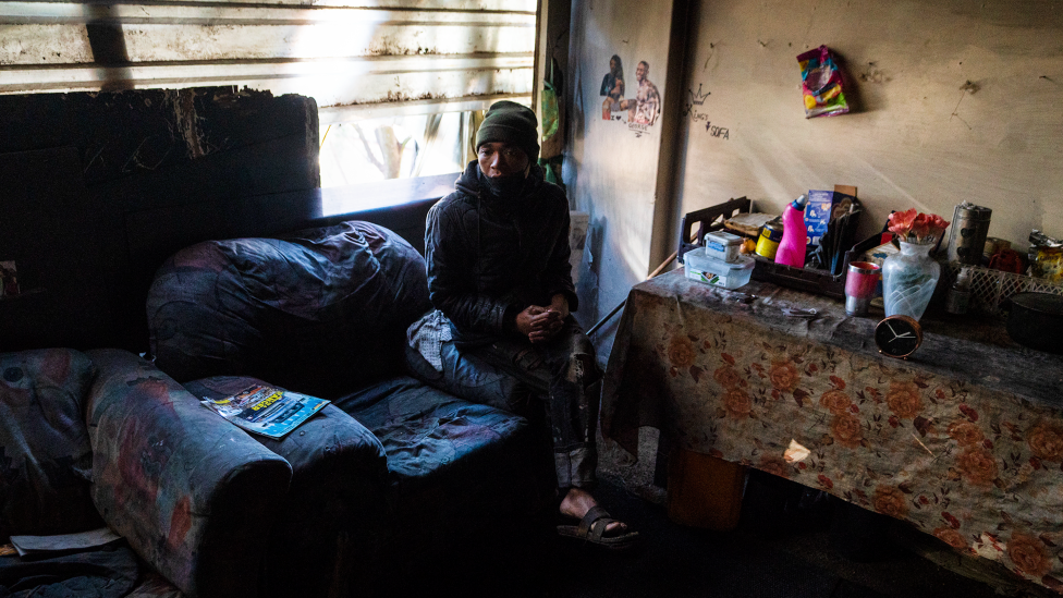 Moosa Sikhele in the derelict San Jose building in Johannesburg, South Africa