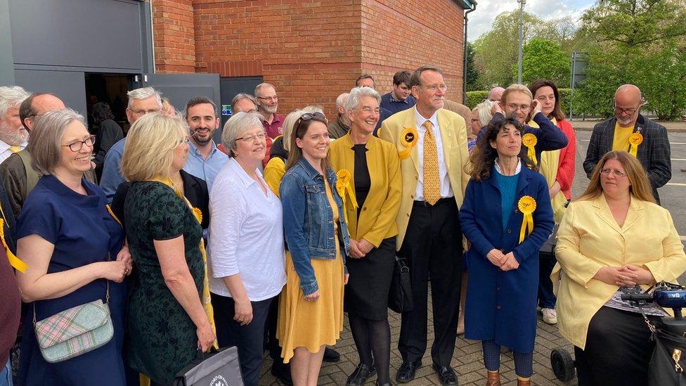 Jubilant Liberal Democrats in Stratford-on-Avon