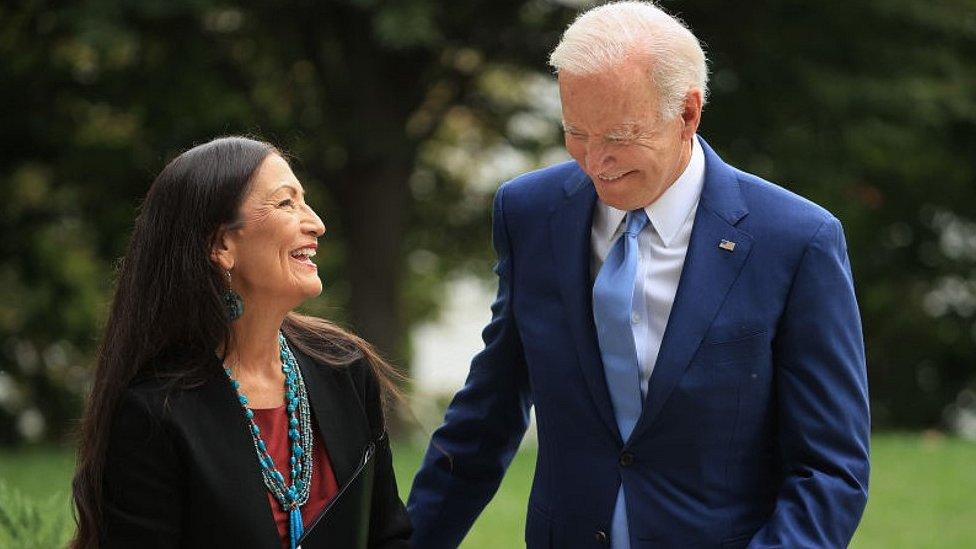 Interior Secretary Deb Haaland with President Biden, 8 Oct 21