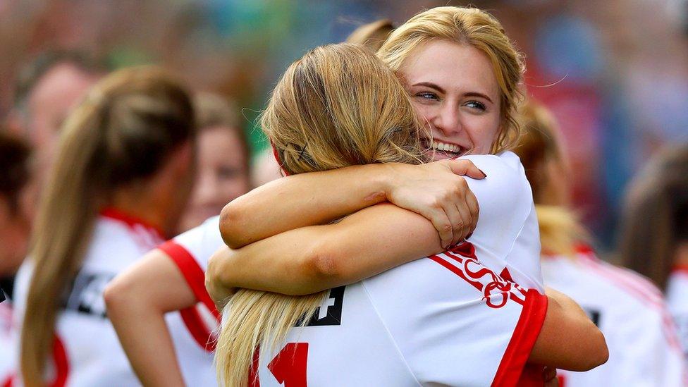 Emma Mulgrew celebrates after the game with Lycrecia Quinn