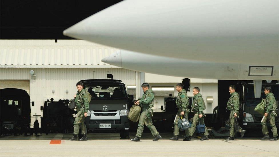 Soldiers at airbase