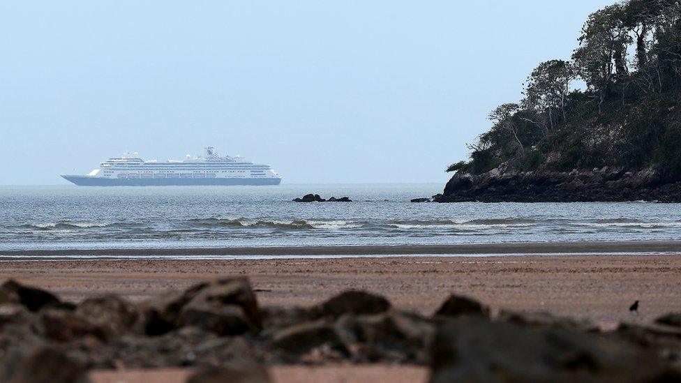 The cruise ship MS Zaandam is pictured as coronavirus disease outbreak continues in Panama City, 28 March 2020