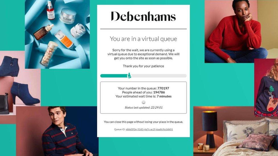 Debenhams queue screenshot