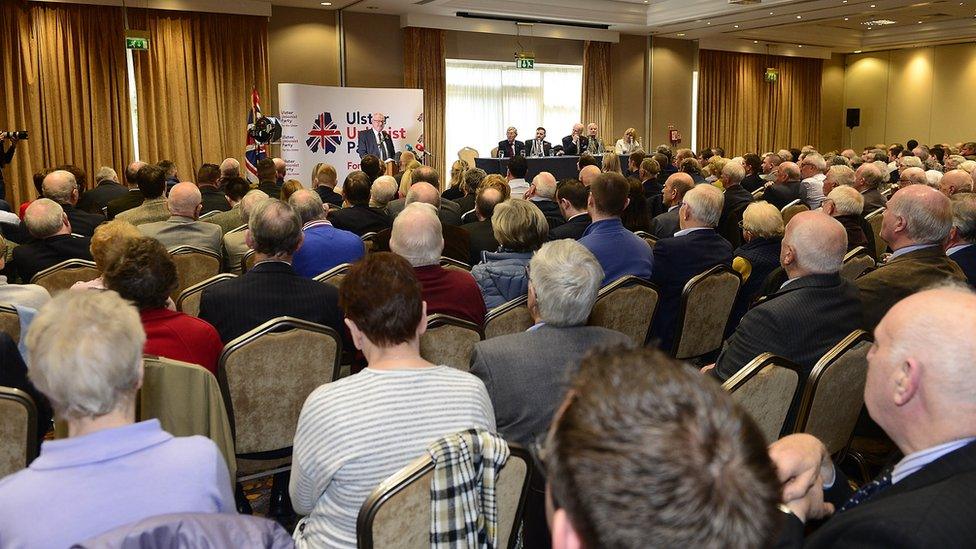 Party members gather in County Antrim on Saturday morning