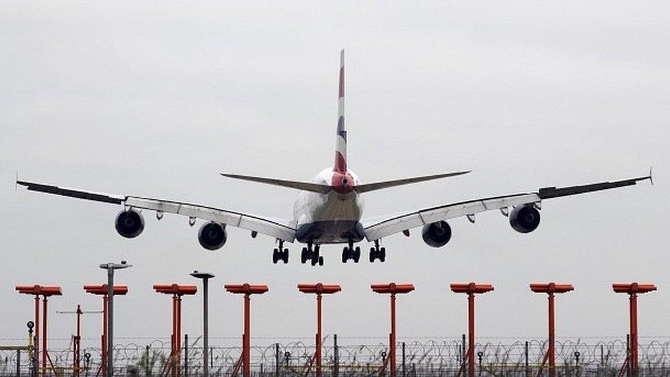 Plane landing at Heathrow