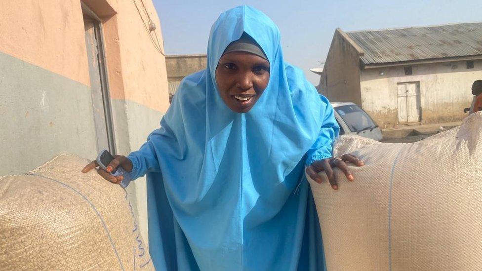 Shamsiyya Abubakar with her donated rice