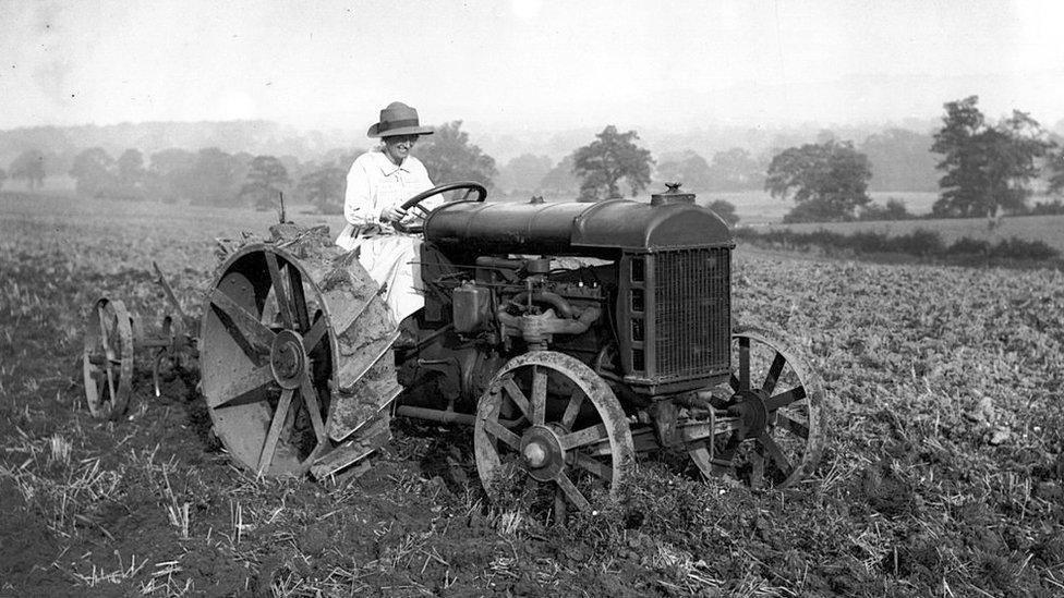 woman-ploughing-with-fordson-tractor.