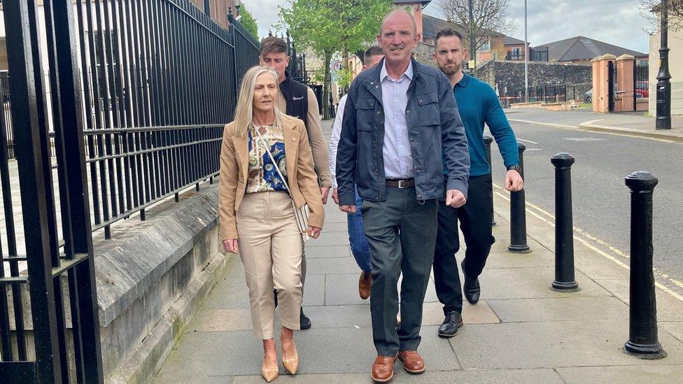 Marie and Ray Ferguson arriving at court as the inquest began