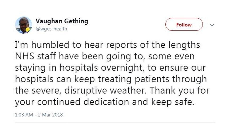 Tweet from health secretary Vaughan Gething