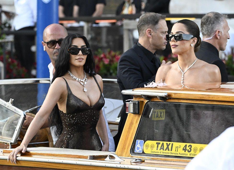 A host of A-list celebrities, including Kim and Khloe Kardashian, have been spotted in Venice