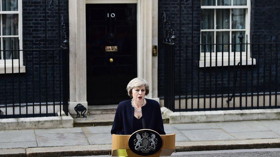 Theresa May outside 10 Downing Street