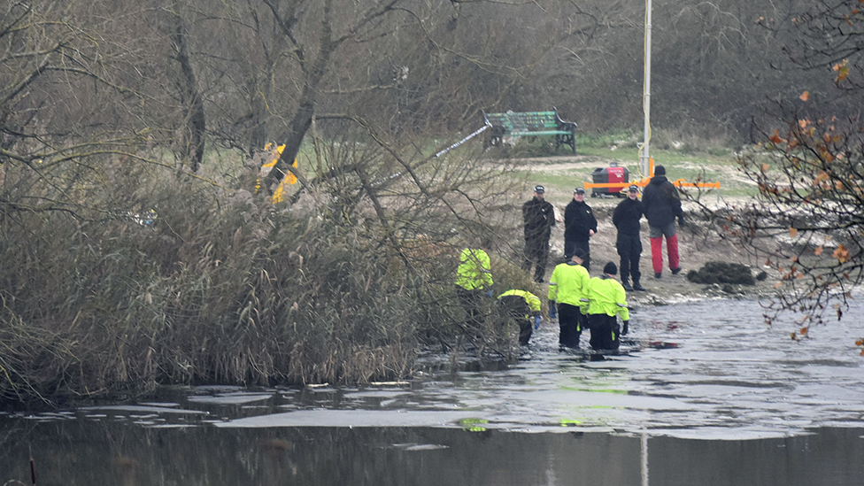 Search of lake in Solihull where three boys died