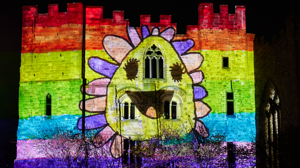 Projections at Durham Castle during Lumiere 2023