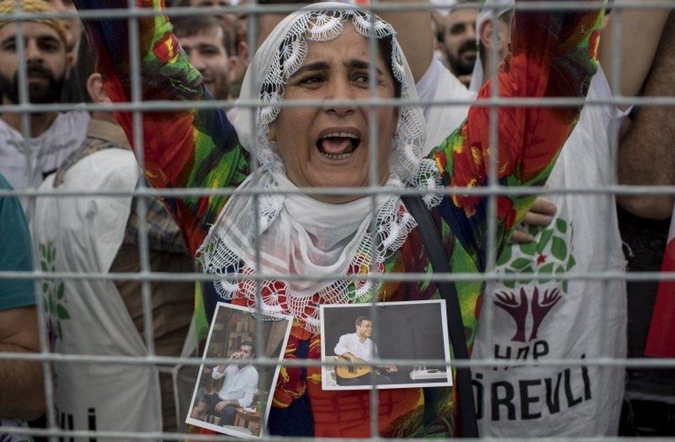 Supporters of Selahattin Demirtas, presidential candidate of People's Democratic Party (HDP)