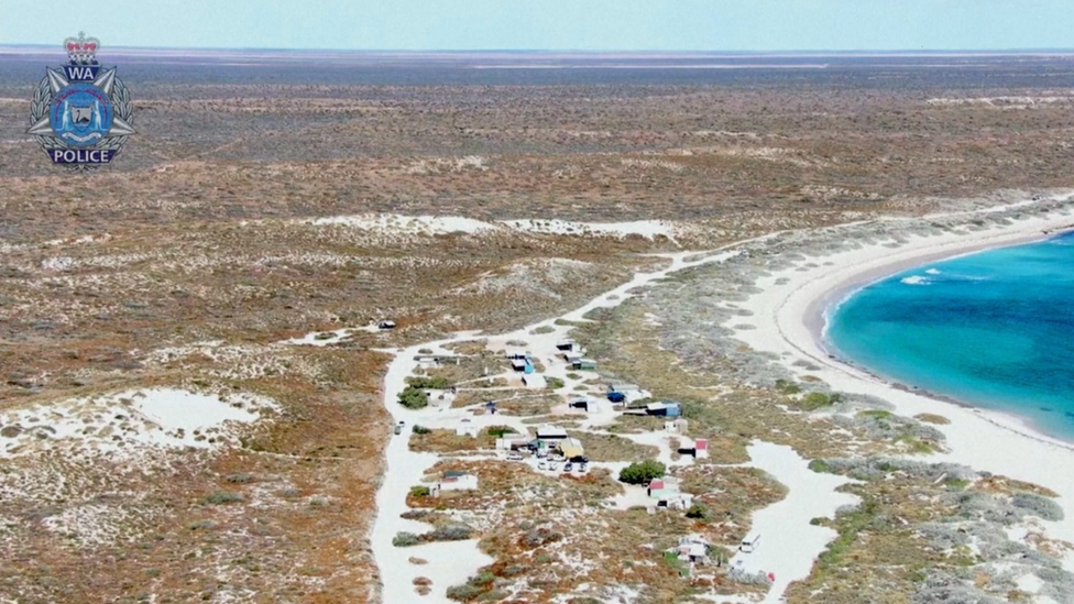 Aerial view of the rugged coastal region where a search for Cleo Smith is underway