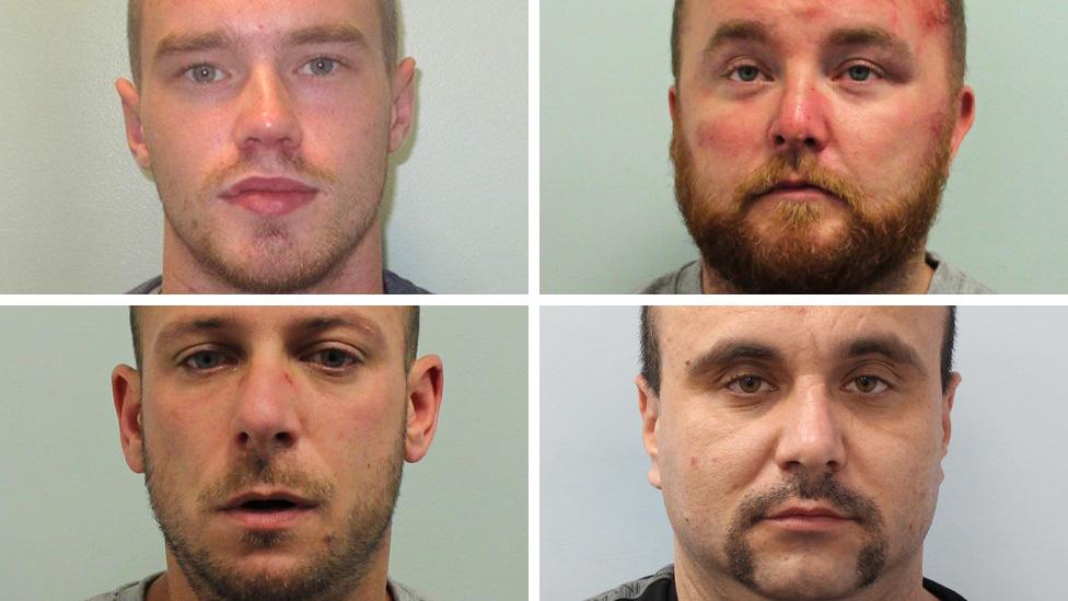 nthony Rodwell (top left), William Connors (top right), Darren Easthaugh (bottom left) and Sebastian Gnyp (bottom right) were jailed for a total of 53 offences