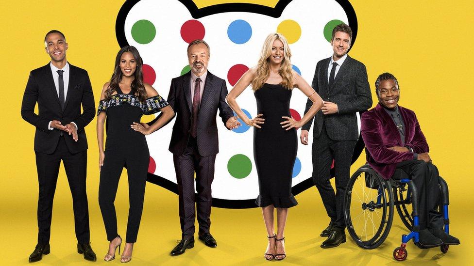 Children in Need presenters: Marvin Humes, Rochelle Humes, Graham Norton, Tess Daly, Greg James, Ade Adepitan