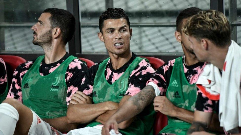 Ronaldo sits on the subs' bench in South Korea