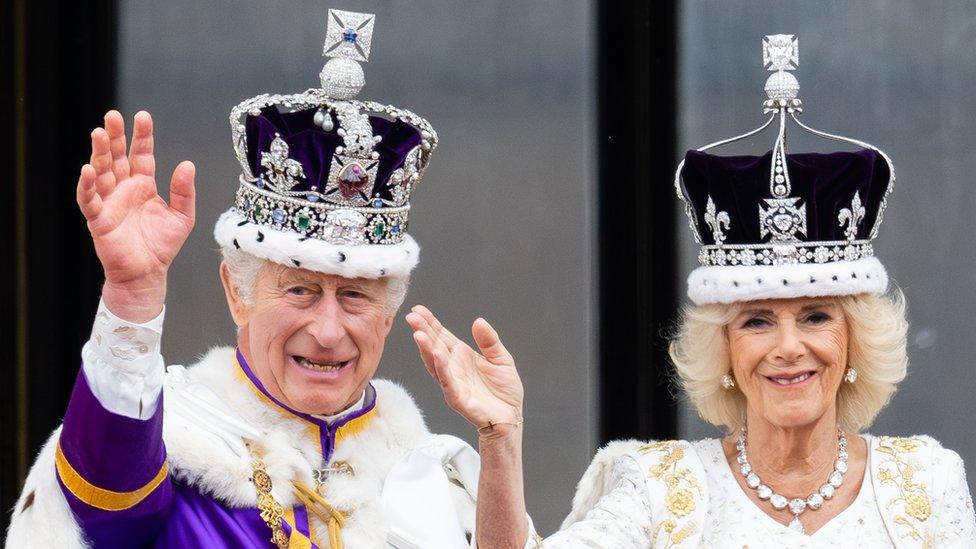 King Charles and Queen Camilla on coronation day