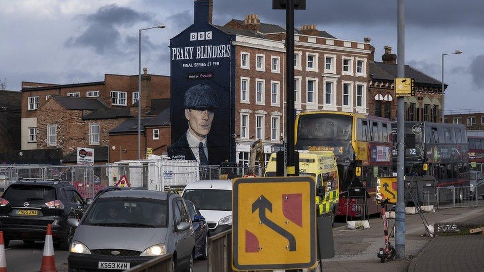 The main road through Digbeth with a lot of traffic