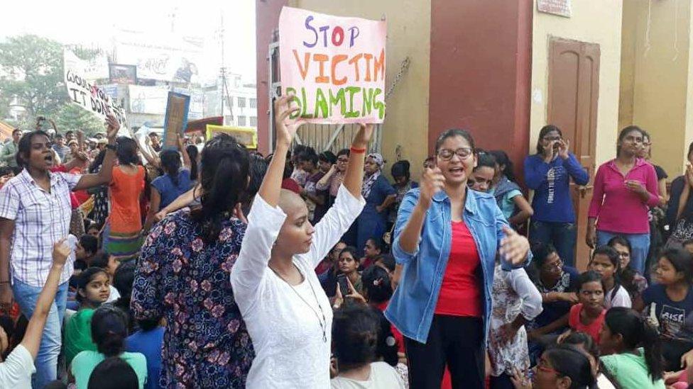 Protesting students at BHU over the weekend