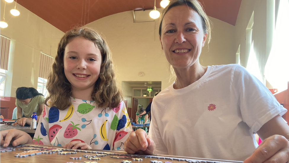 Fiona Dickinson and her daughter Holly, 12, at the British Jigsaw Championships