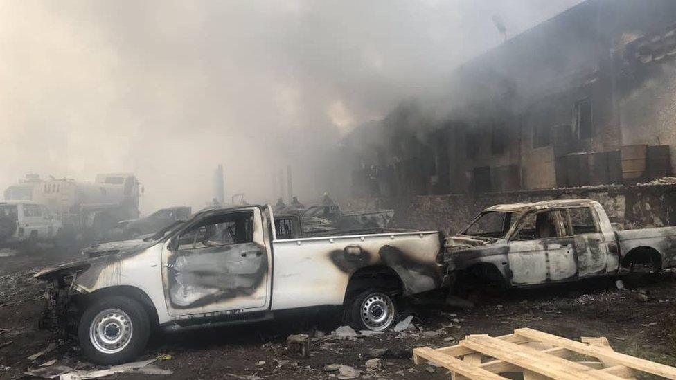 Damage from the blaze in Kinshasa