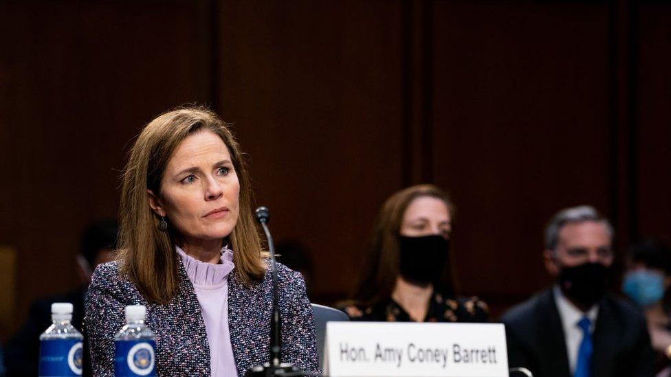 Amy Coney Barrett takes questions from the Senate Judiciary Committee