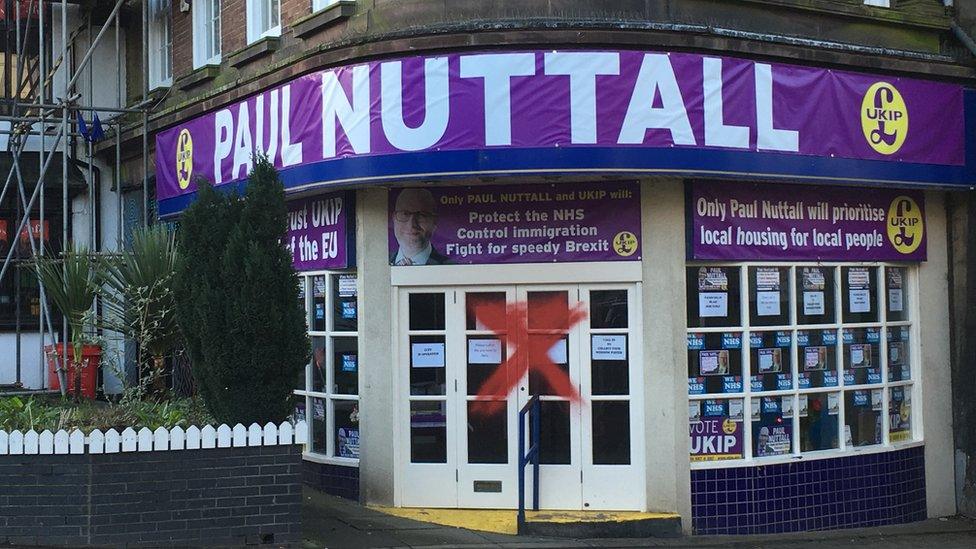 Red cross daubed on doors of UKIP office