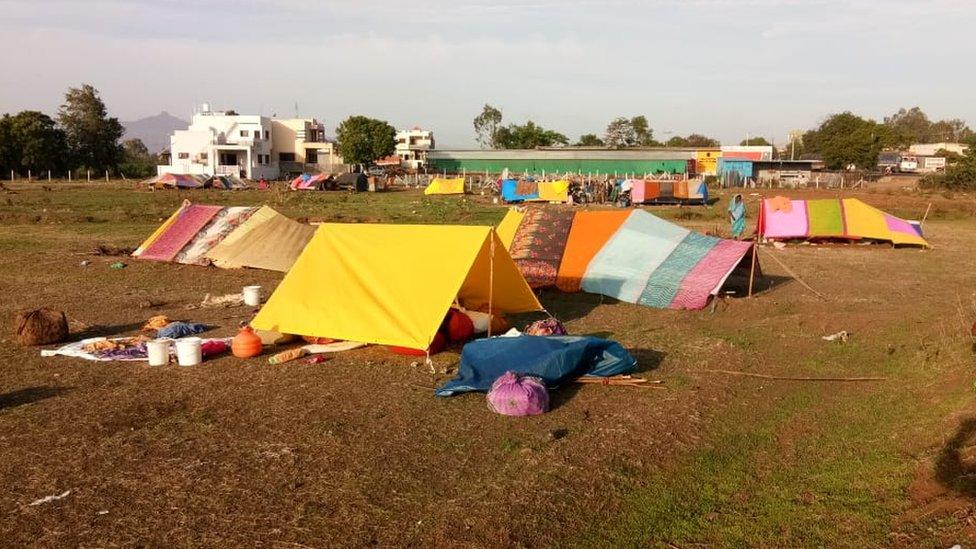 Temporary settlements built by a nomadic tribe