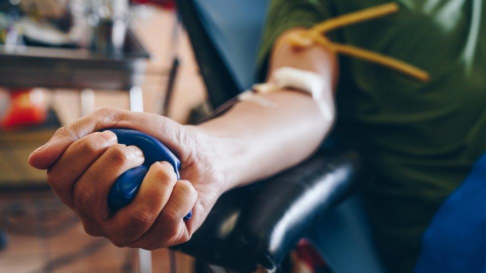 Man donating blood