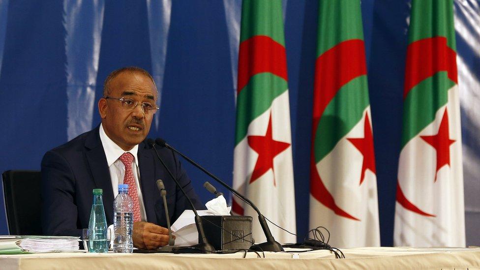 Algerian Interior Minister Noureddine Bedoui announces results of parliamentary elections in Algiers 5 May 2017.