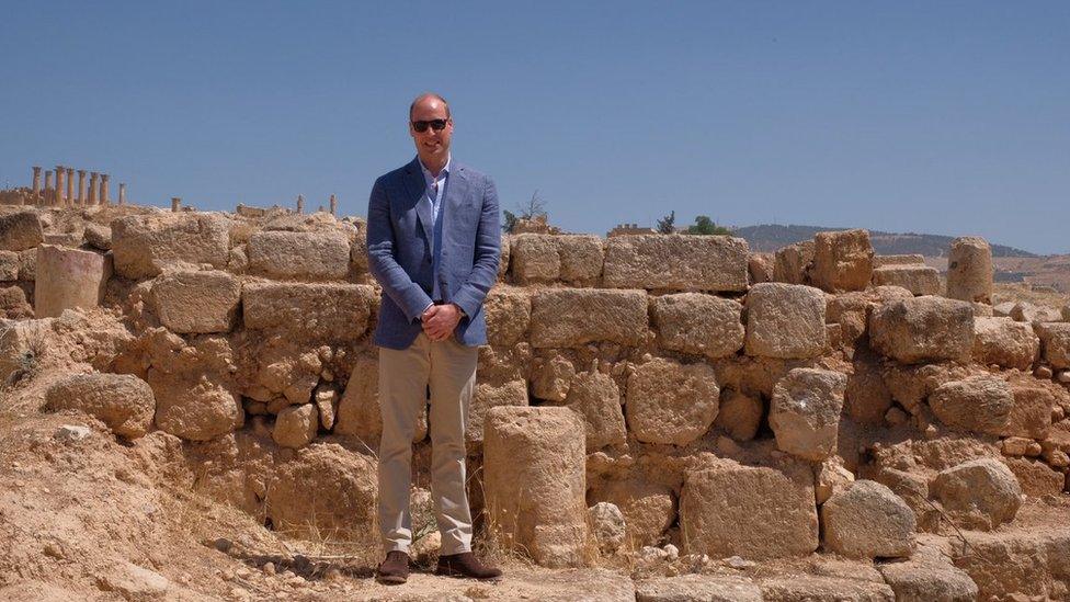 Prince William stands in the same spot where his wife was pictured