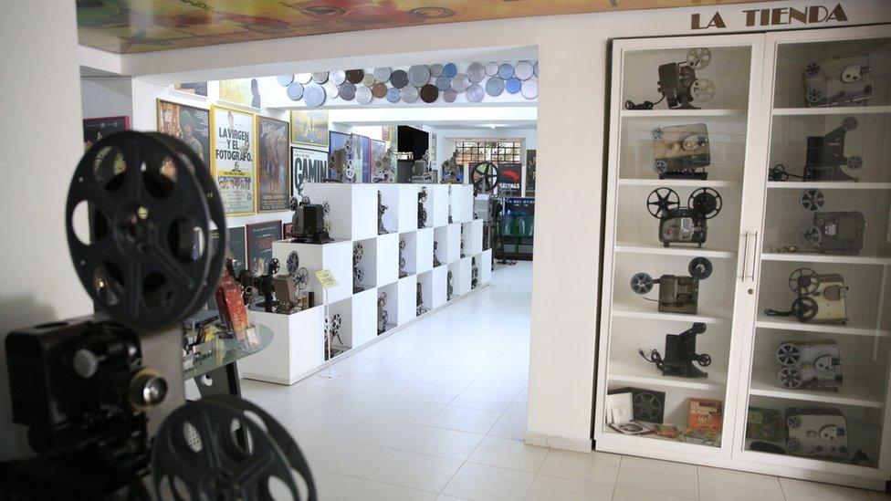 A view of the entrance hall at the Caliwood Museum in Cali, Colombia