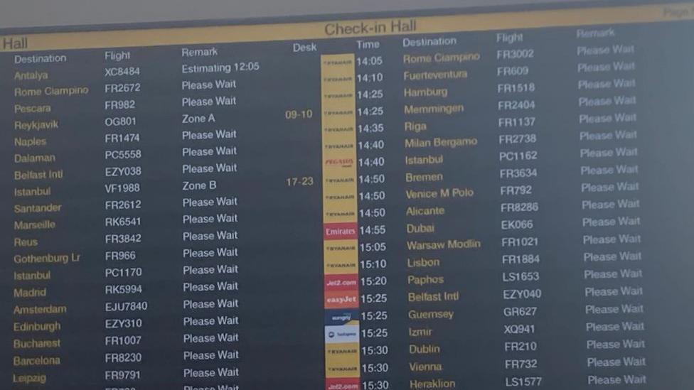 Departures board Stansted