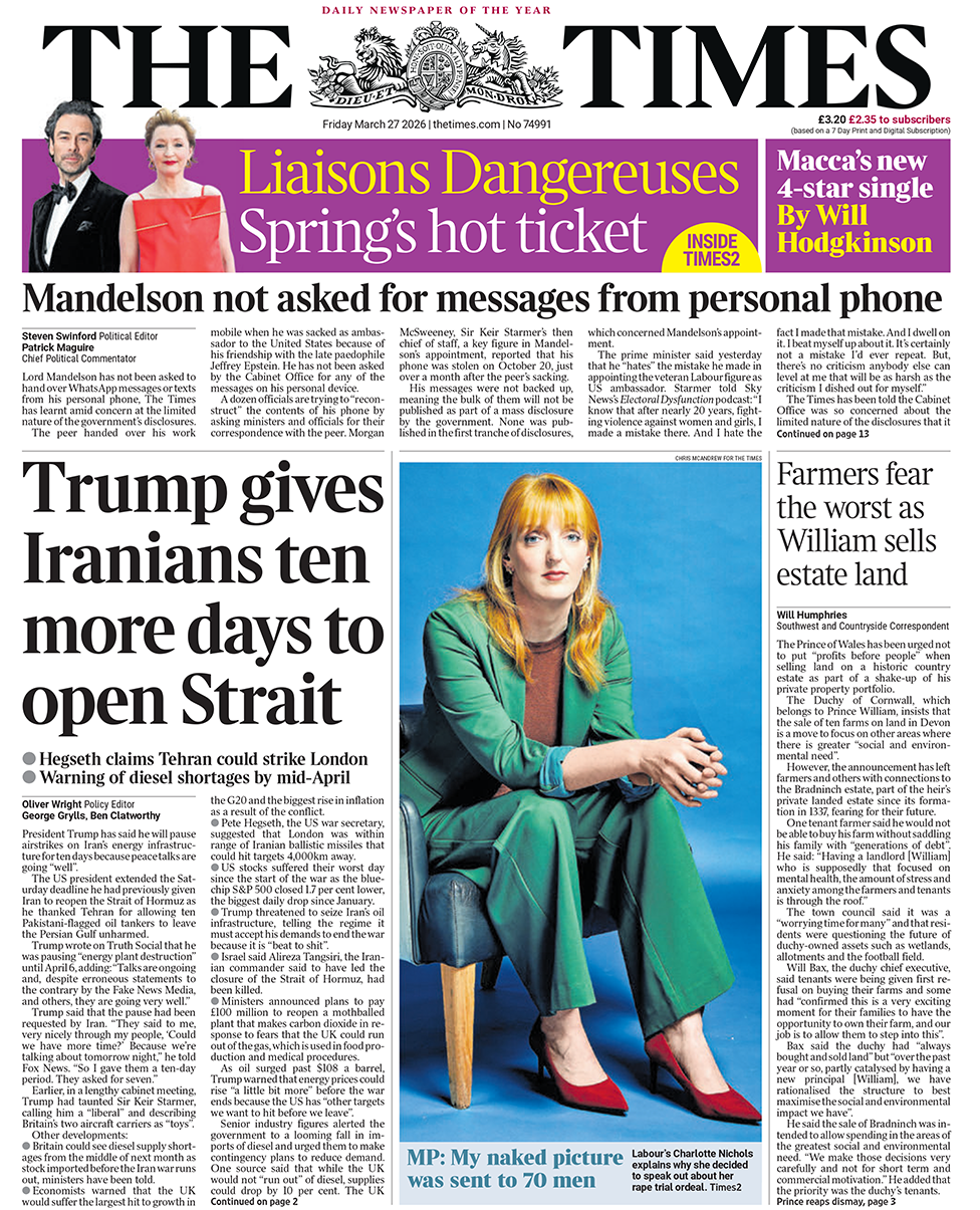“Trump u jep iranianëve dhjetë ditë më shumë për të hapur Ngushticën”, thuhet në titullin kryesor të gazetës Times.
