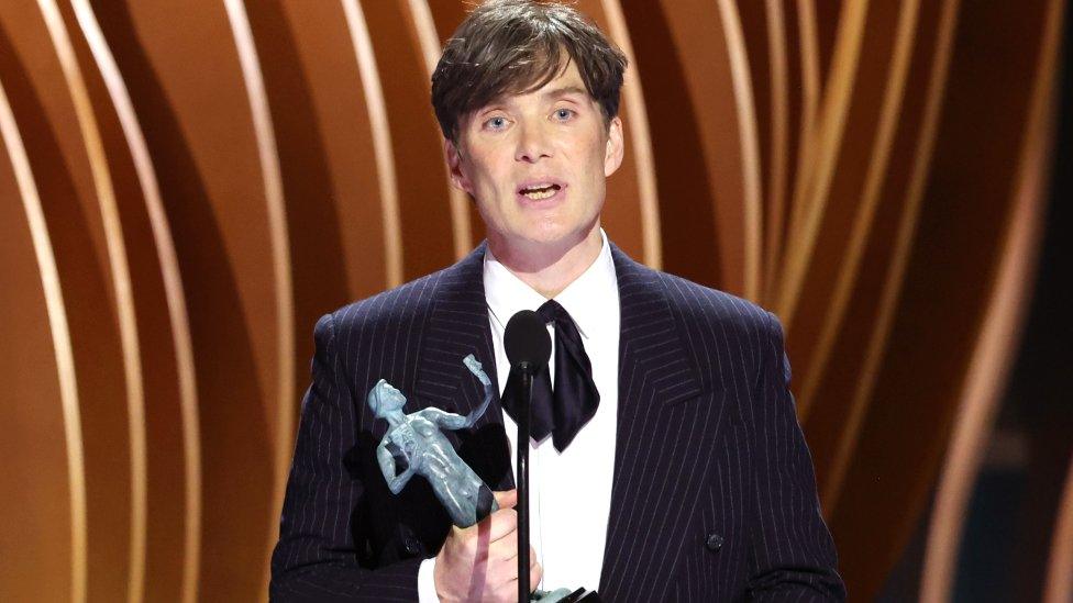 Cillian Murphy accepts the Outstanding Performance by a Male Actor in a Leading Role award for “Oppenheimer” onstage during the 30th Annual Screen Actors Guild Awards at Shrine Auditorium and Expo Hall on February 24, 2024 in Los Angeles, California.