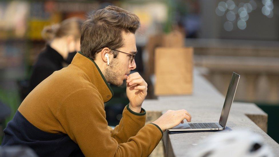 Man using laptop