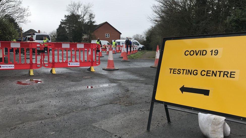 The testing centre at the White Hart pub in Fernhill Heath, near Worcester