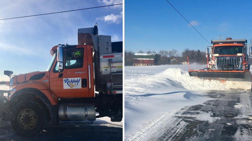 Snow plows in the village of Richfield