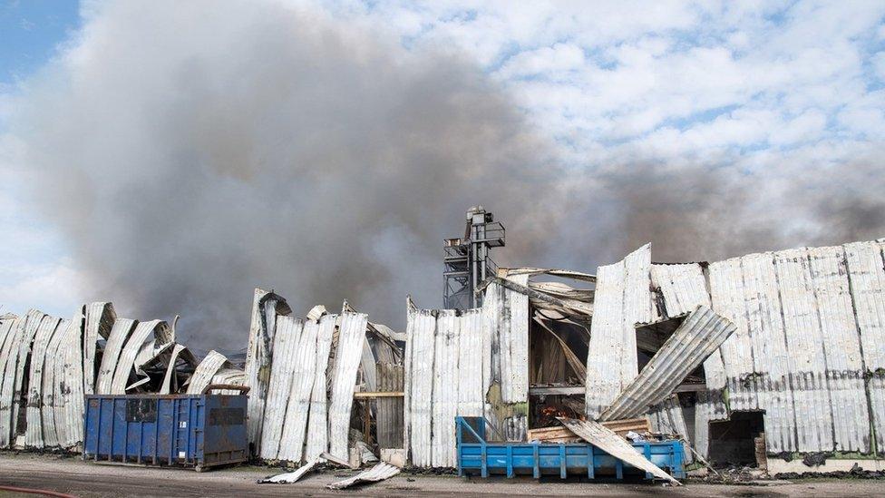 Fire at an industrial unit on Forest Lane, in Walesby, Nottinghamshire