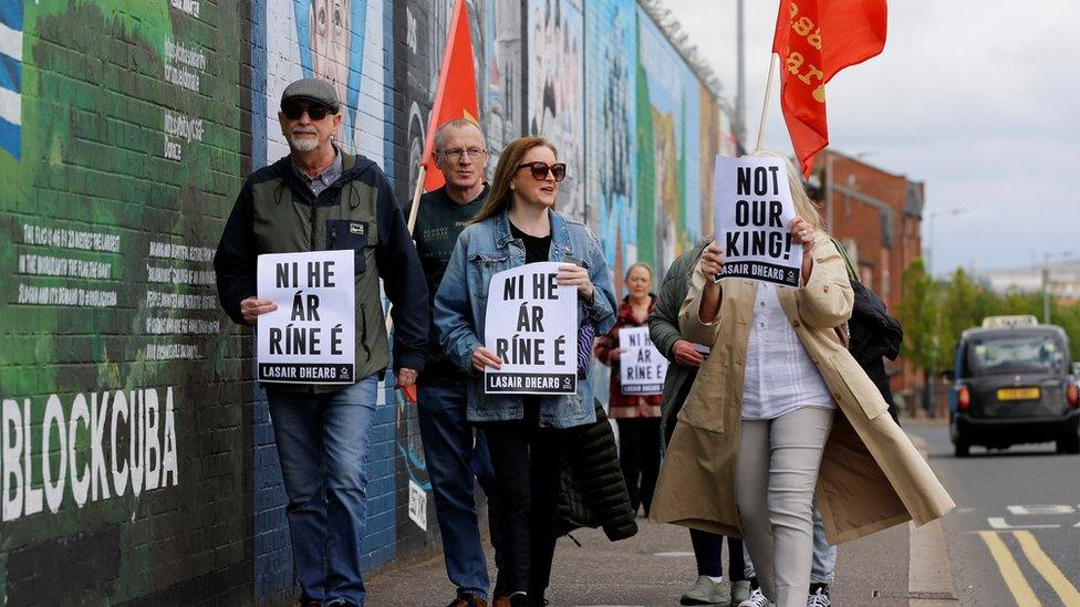 Anti-monarchy protests in west Belfast