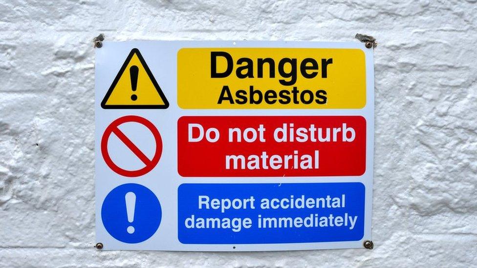 Asbestos warning sign