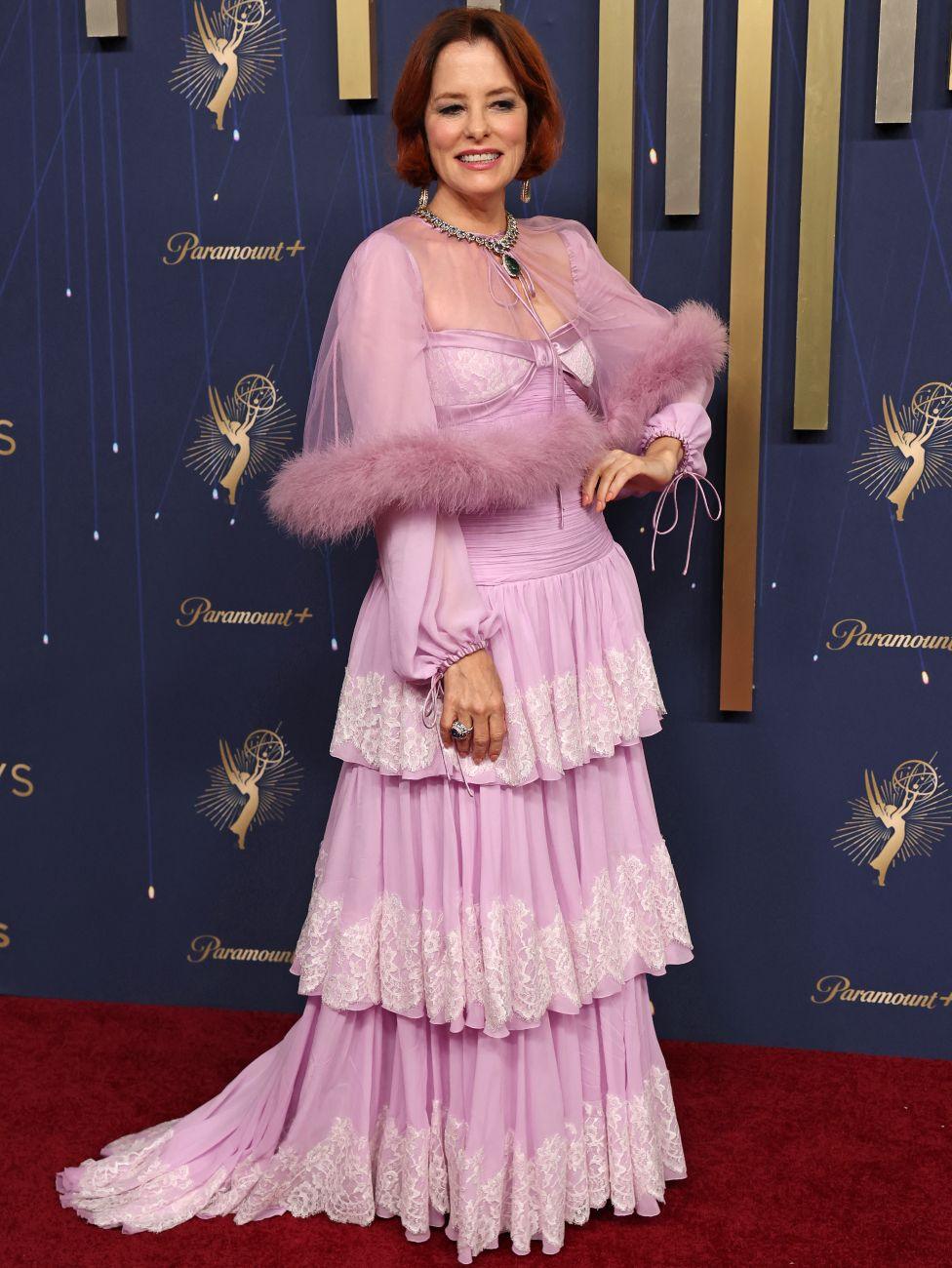 US actress Parker Posey arrives for the 77th Primetime Emmy Awards at the Peacock Theatre at LA Live in Los Angeles on September 14, 2025
