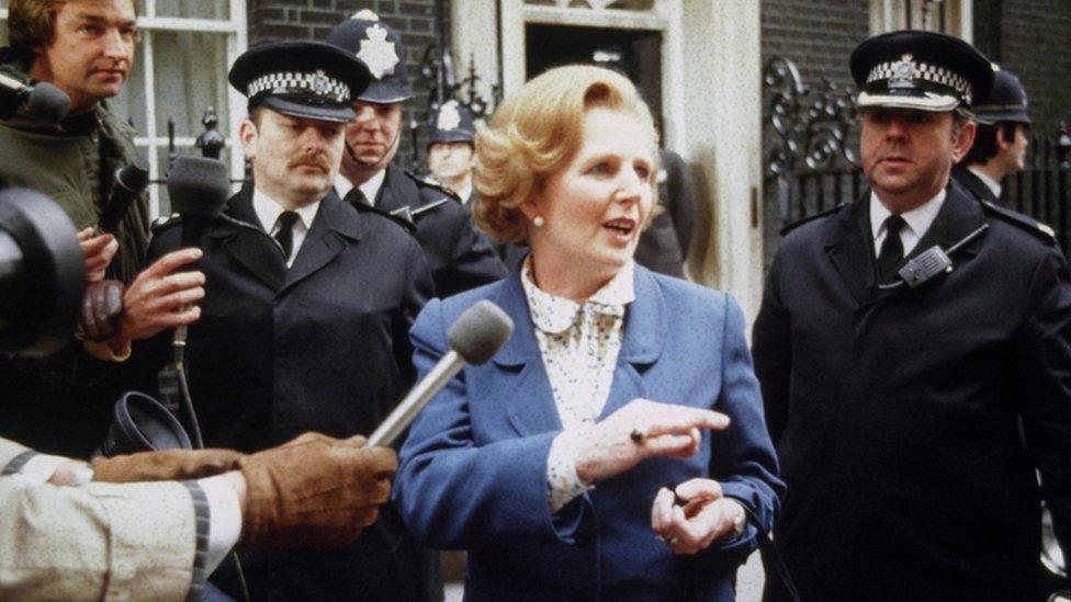 Margaret Thatcher taking office in 1979