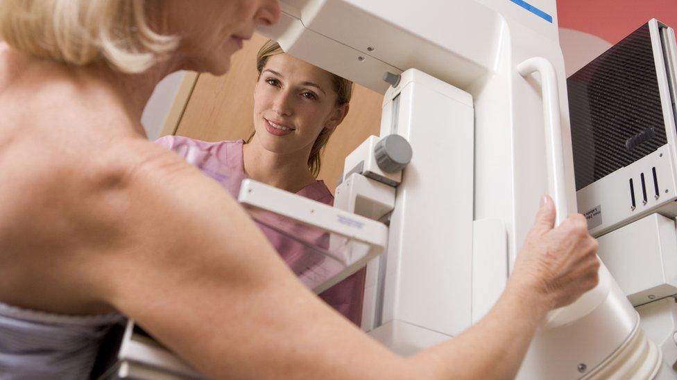 A women being screened for cancer